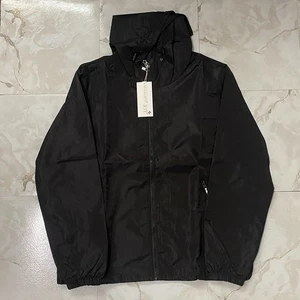 Graphic Hooded Light Weight Windbreaker Black Size M - Picture 1 of 3