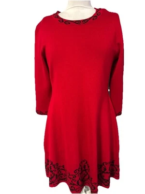 JH Jessica Howard Size XL Red 3/4 Sleeve Knit Sweater Dress Holiday NWT - Image 1 of 4