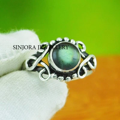 Anillo de regalo hecho a mano con piedras preciosas de labradorita 925 talla 5 a 13 de Estados Unidos Foto 1 de 4