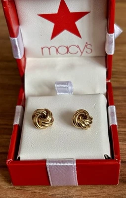 Pendientes Love Knot de oro amarillo de 18 quilates nuevos en caja - pagados $450 - ver foto Foto 1 de 4