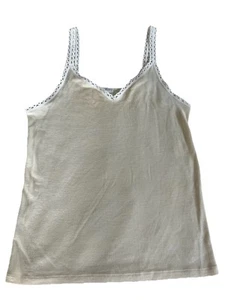Vintage HANRO 100% Wool Camisole In Ivory With White Trim Large - Picture 1 of 11