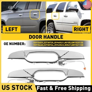 2x Chrome Door Handles Left&Right For GMC Chevy Tahoe Yukon Sierra Denali 07-13 - Picture 1 of 8