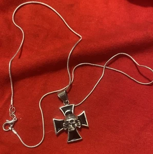 Iron Cross Pendant And Sterling Silver Chain - Picture 1 of 4