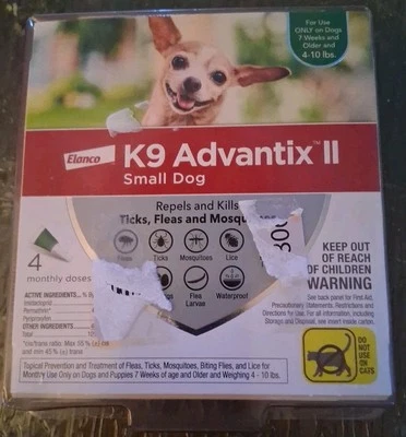 ELANCO K9 Advantix II Flea and Tick Prevention for Dogs 4 - 10lbs | 4 Dose