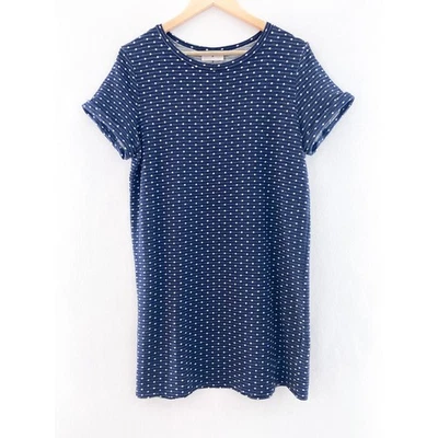 Vestido recto Everly para mujer azul marino texturizado manga enrollada mediana camisa lunares Foto 1 de 4