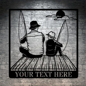 Personalisiertes Blechschild Papa & Sohn Angeln. Individuelle Vatertag Wanddeko Geschenk - Bild 1 von 7