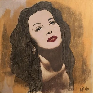 9x9 Gallery style Wood Panel of Hedy Lamarr Old Hollywood Collection By Jorim - Picture 1 of 2