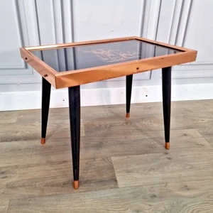 Vintage Coffee Table – Copper & Black Glass Top Elephant Design - "Shamrock" MCM - Picture 1 of 24