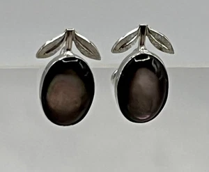 SIGNED VINTAGE VAN DELL STERLING SILVER AND HEMATITE EARRINGS - Picture 1 of 7