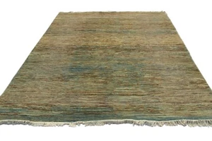 8x10 Fuß Blau Gestreift Gabbeh Vorleger Afghan Handgeknüpft Veg Dye Wohnzimmerteppich - Bild 1 von 10