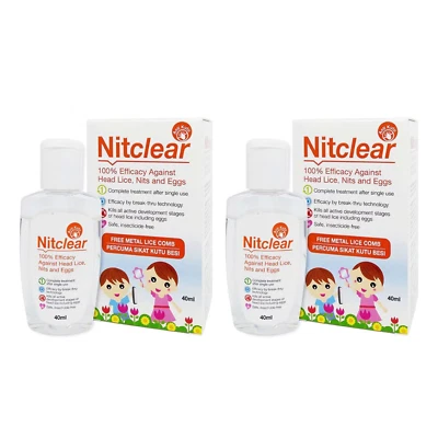 2x Tratamiento Nitclear contra piojos, liendres y huevos 100% eficiencia 40 ml + COMB Foto 1 de 3