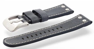 NEU 22mm Original TW Stahl Grau Blau Leder Uhrenarmband Band & Schließe - TW39 - Bild 1 von 7