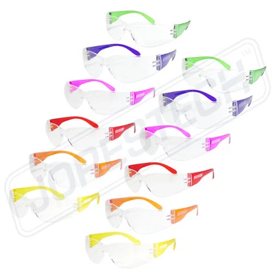 KIDS 12 PAIR JORESTECH MULTICOLOR UV LENS LOT SAFETY GLASSES BULK NEW