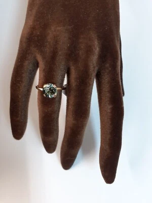 anello argento 925 rose' anallergico cristallo fume' con grif misura 16 - Immagine 1 di 4