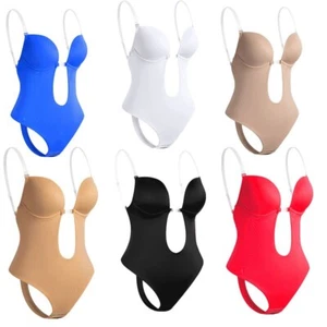 Sujetador push up sin espalda tanga profunda cuerpo completo modelador traje correas transparentes 32-42 - Imagen 1 de 55