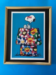 DEATH NYC Hand Signed LARGE Print COA Framed 16x20in Snoopy Murakami Supreme - Picture 1 of 6