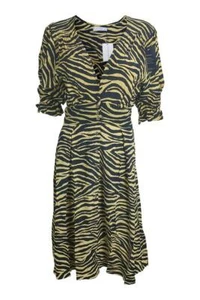 FAITHFULL THE BRAND Amaia Zebra Yellow Rafa Midi Dress (AU 8 | US 4 | UK 8) - Picture 1 of 4