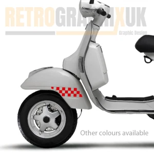 RED - Vespa PX LML SHAPED MUDGUARD Checks - Two Tone Scooter Stickers - Imagen 1 de 6
