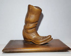 RON FISHER Signed Vintage 1981, HAND CARVED  COWBOY BOOT  RARE Western, Box Lid