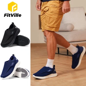 FitVille Men's Diabetic Shoes Extra Wide Slip-on Walking Shoes for Swollen Feet - Picture 1 of 30