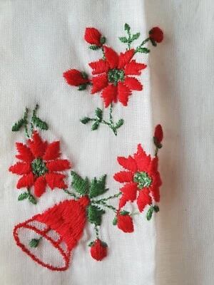 Pañuelo vintage de Navidad Pañuelo de pascua Campanas rojas bordado  Foto 1 de 4
