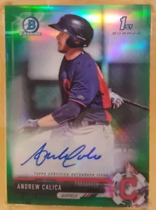 Andrew Calica Indians 2017 Bowman Chrome #CPA-ACA Green Refractor Auto #d 51/99 - Picture 1 of 3