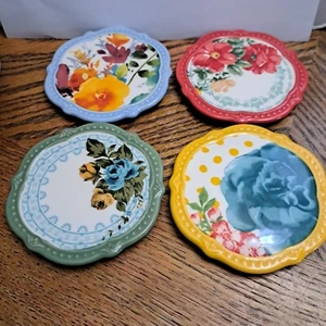 The Pioneer Woman Floral Flower 4" Ceramic Cork Coasters - Set of 4 - Picture 1 of 7