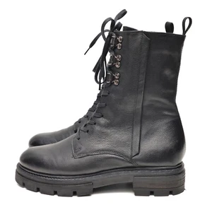 MJUS Black Leather Biker Ankle Lace Boots Womens sz 39 / US 8.5 - 9 - Picture 1 of 10
