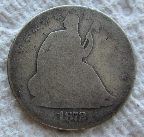 1872-CC Seated Liberty Silver Half Dollar Rare Key Date Full Date Cleaned Cover