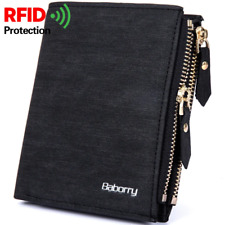 RFID Men's Wallet Vintage Soft PU Coin Purse Card Holder with Zippers Design