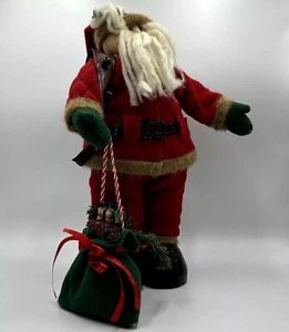 Santa Claus Holding Pouch Christmas Vintage Big Standing Holiday Season Santa - Picture 1 of 10
