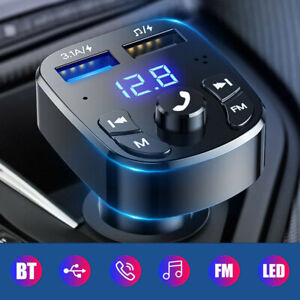 1X Car Bluetooth Fm Transmitter Mp3 Radio Adapter 2 Usb Fast Charger Accessories
