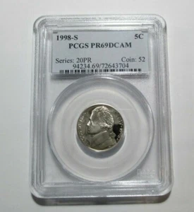 1998-S 5C PCGS PR69DCAM Jefferson Nickel Verified Proof PCGS #94234.69/72643704 - Bild 1 von 2
