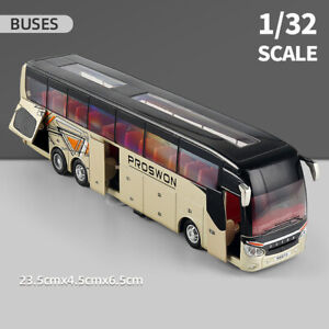 1/32 Sound&Light Single Layer Sightseeing Bus Model Toy Car Kids Gift Pull Back