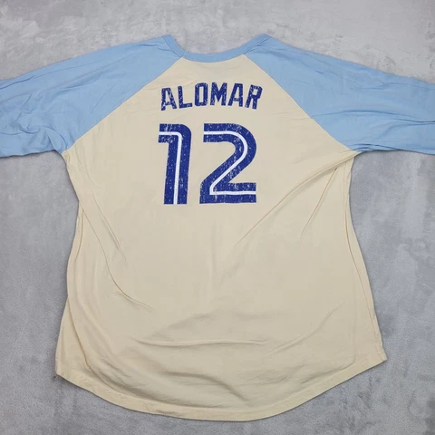 Toronto Blue Jays Shirt Mens Extra Large Roberto Alomar Jersey 3/4 Sleeve Adult Cover