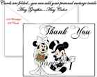 50 Personalized Custom Disney Mickey & Minnie Bridal Wedding Thank You Cards 
