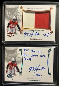 2017 Leaf Trinity Malik Hooker 2-card Rookie Patch/Auto Lot (1/25) - Picture 1 of 6