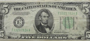 LGS Green Seal $5 Dollar Bill Series 1934 (32297834) Old US Paper Currency - Picture 1 of 2
