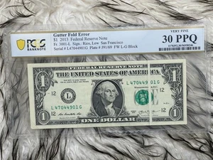 $1 2013 PCGS 30 Vertical Gutter Fold Error - Picture 1 of 2