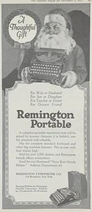 Zeitschriftenanzeige - 1922 - Remington Schreibmaschinen - New York - Weihnachtsmann - tragbar - Bild 1 von 1