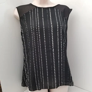 Apt 9 Black Shell Tunic Top Back Buttons Sheer Verticle Pattern SZ S NWT - Picture 1 of 11