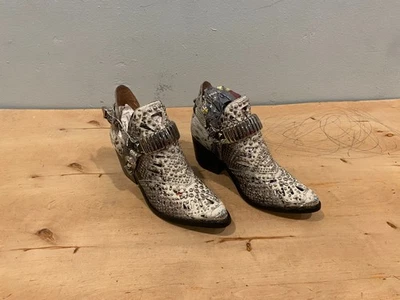 Jeffrey Campbell Calhoun Cutout Booties , Black / White / Silver Leather , Sz 8 - Image 1 of 4