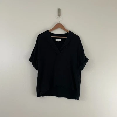 Xirena Avery 黑色 Gauzy 棉波普尔上衣女式 M 码 — 第 1/4 张图片