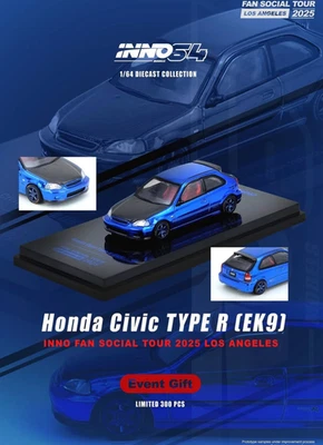 Inno64 1/64 Honda Civic Type R(Ek9) Los Angeles 2025 Exclusive Sealed IN HAND - Image 1 of 3