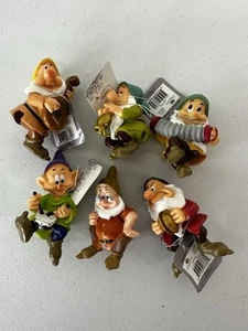 Disney Snow White Seven Dwarfs Flowerpot Rim Sitter Set Of 6 good condition - Picture 1 of 8