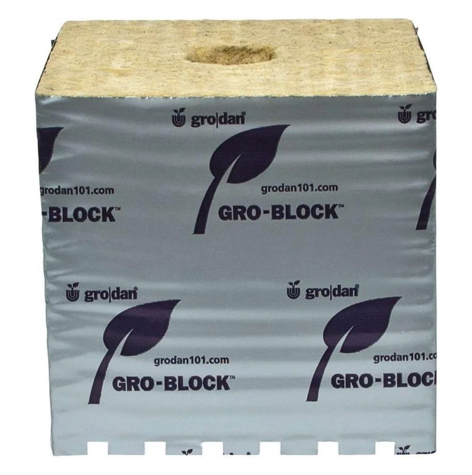 "Cubos de lana de roca Grodan con agujeros - Estuche hidropónico HUGO 48ct 6 x 6 x 5,8""" Foto 1 de 3