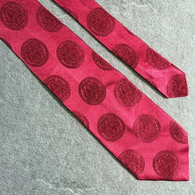 GIANNI VERSACE burgundy silk tie w/ Medusa Medallion from S/S 1996 - Image 1 of 4