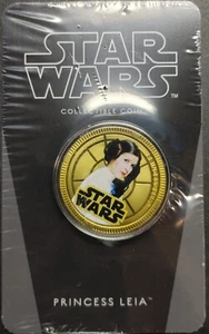 2011 NIUE GOLD PLATED GILT $1 COIN FEATURING STAR WARS PRINCESS LEIA IN OGP - Picture 1 of 2