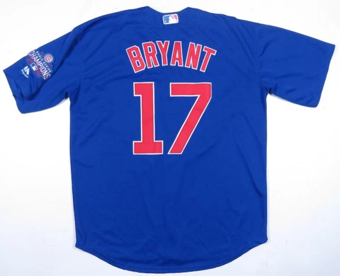 NWOT Kris Bryant Chicago Cubs 2016 World Series Majestic Cool Base Jersey Mens L Cover