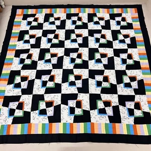 Handmade Mad as a Hatter Cotton Fabric Queen Size Patchwork quilt top/topper - Picture 1 of 4